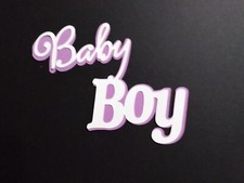 Baby Boy Cardstock Words with Backgrounds Die Cuts Scrapbook 6 Pieces