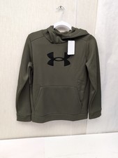 Under Armour Boy's Fleece Big Logo Print Fill Hoodie-Size YLg Hunter Green AM22