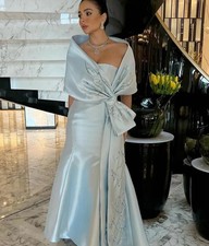 Elegant Mermaid Mother Of The Bride Dresses With Beading Shawl Bow Ankle Length
