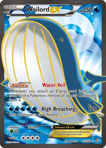Wailord EX - 147/160 - Pokemon Primal Clash XY Full Art Ultra Rare Card LP