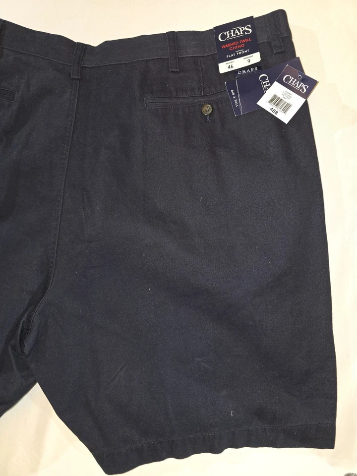 NWT Chaps Washed Twill Chino Shorts Men's Big & Tall 46B Navy Blue Style #20 - Image 3 of 4