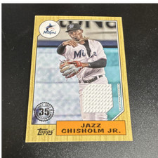 topps series 1 1987 baseball relic 2022 jazz chisholm jr miami marlins #87r-jc