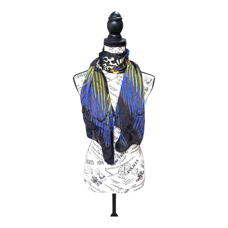 Roberto Cavalli Seda Mariposa Polilla Estampado Lujo Bufanda Envoltura Elegante Diseñador Foto 2 de 4