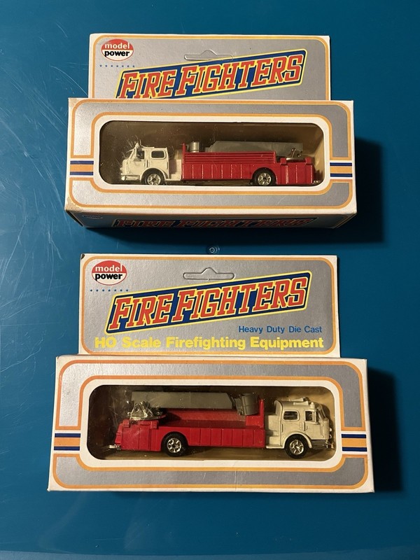 Lot #5 NOS 2 Piece Model Power Fire Fighters Die Cast Trucks HO Scale Orig. Box