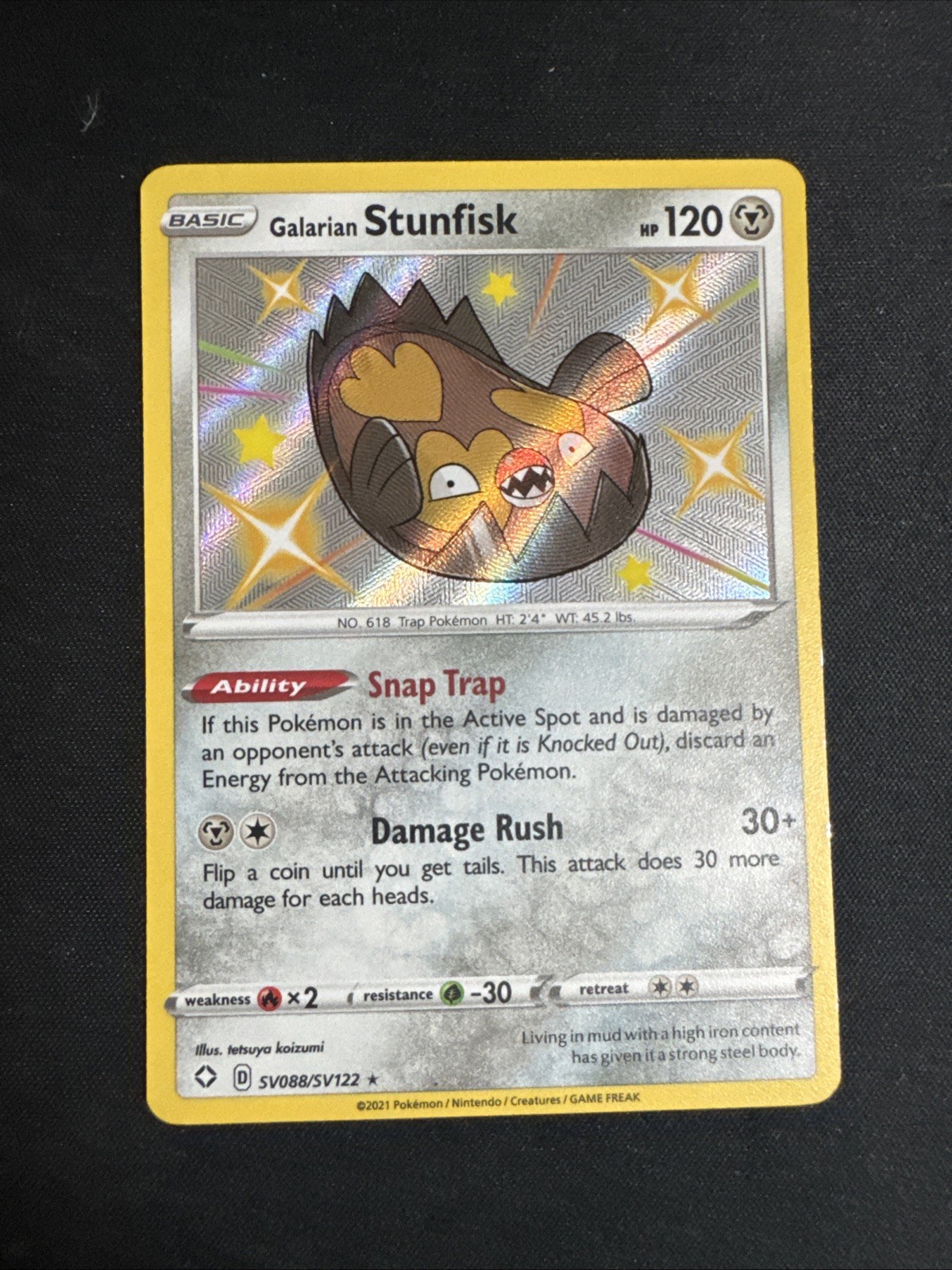 Galarian Stunfisk - SV088/SV122 Shining Fates: Shiny Vault Shiny Holo Rare NM