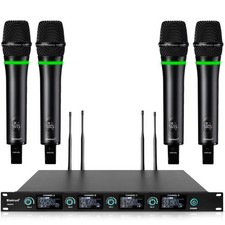 4-Channel Wireless Microphones System with 4 Rechargeable Handheld Mics, UHF ...