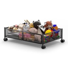 Under Bed Storage with Wheels, Foldable Metal Under Bed Storage 1 Pack Black