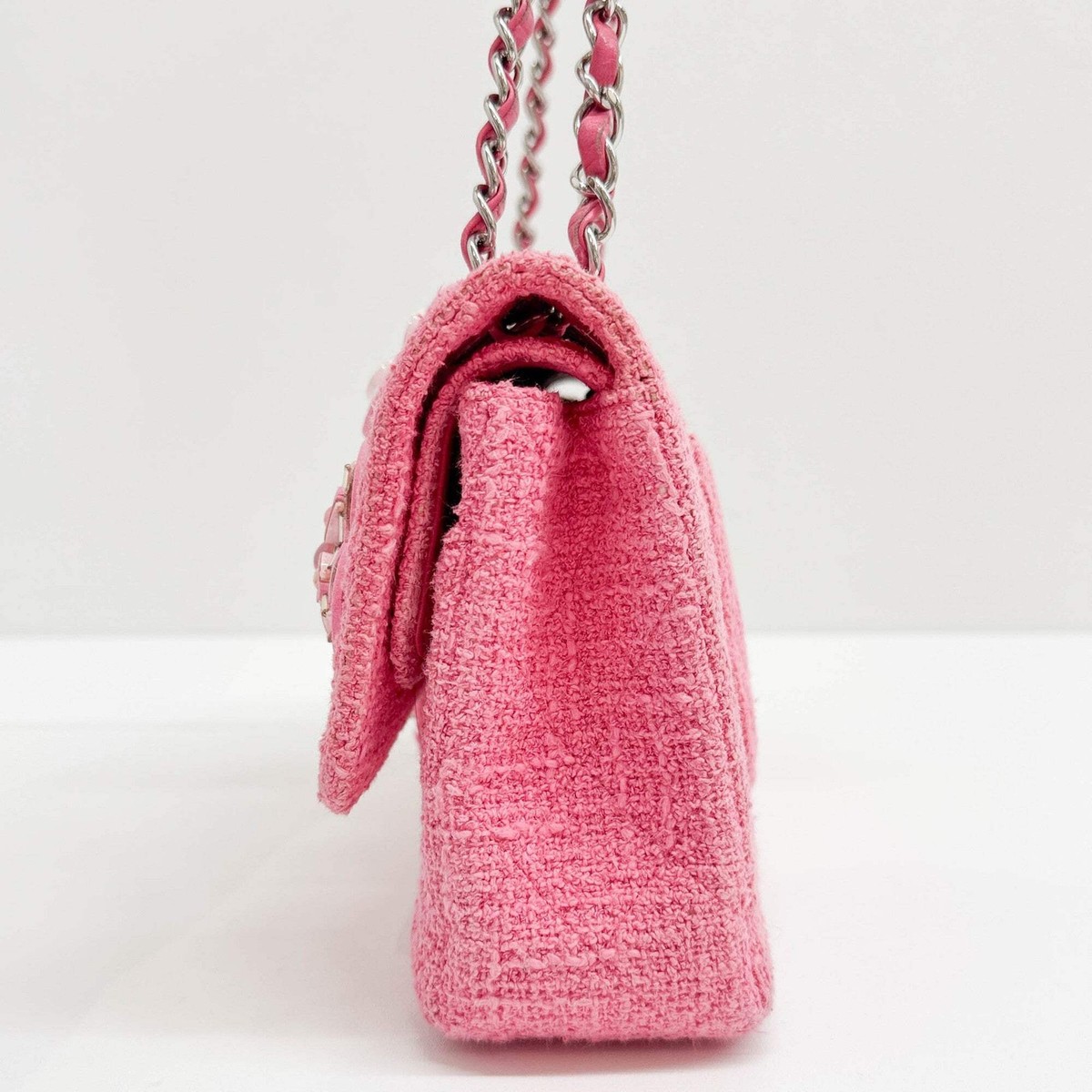 CHANEL Classic Double Flap 2016-2017 Crystal Sakura Pink Tweed