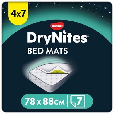 Huggies DryNites Bed Mats Einweg Betteinlagen 78x88cm Bettunterlagen 4 x 7 Stk. 