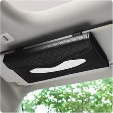 Car Tissue Holder, Automotive Sun Visor Napkin PU Leather Black 