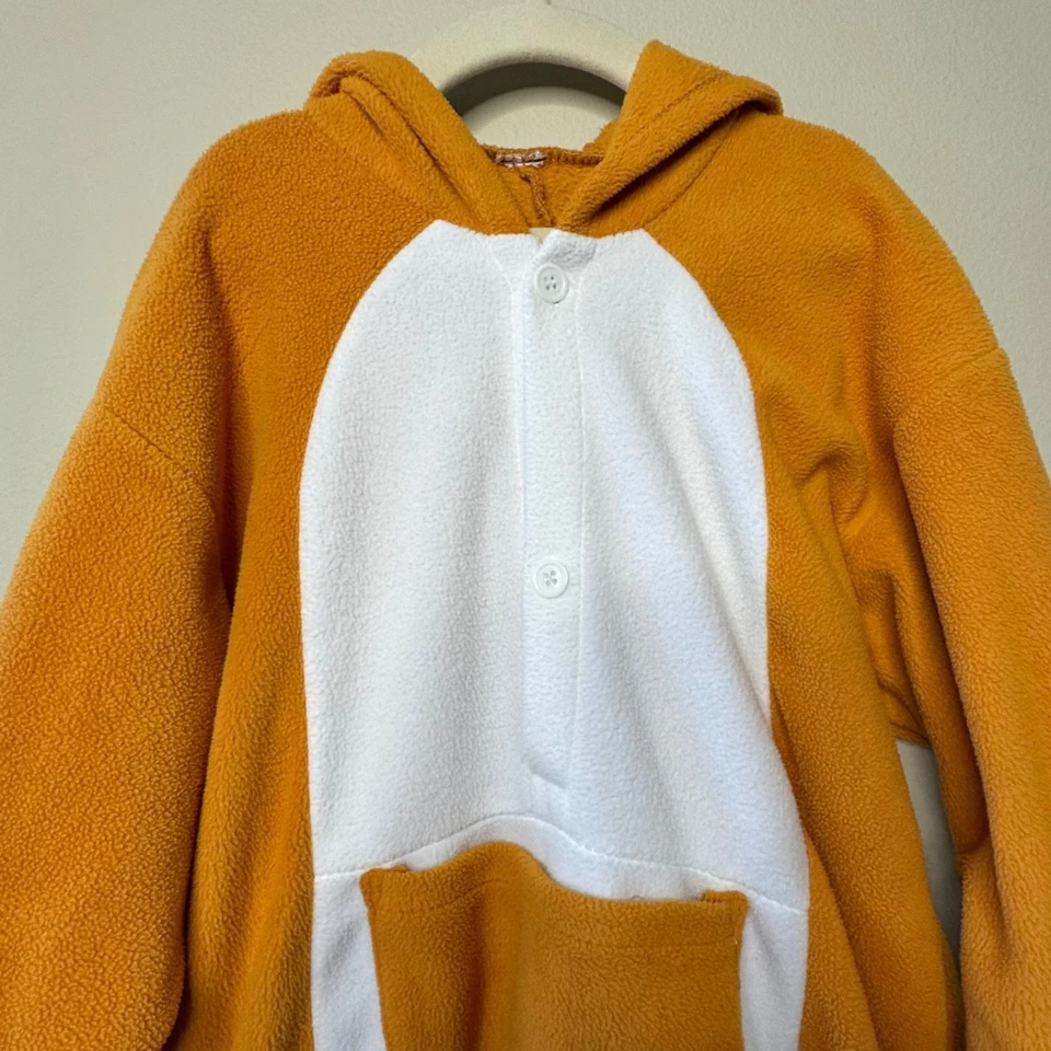 Pijama de una pieza de animal canguro niños 5-6 acogedor disfraz de Halloween marrón con capucha Foto 3 de 4