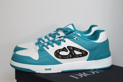 New sz 13 / 46 DIOR B57 Dribble White Blue Logo Lace up Low Top