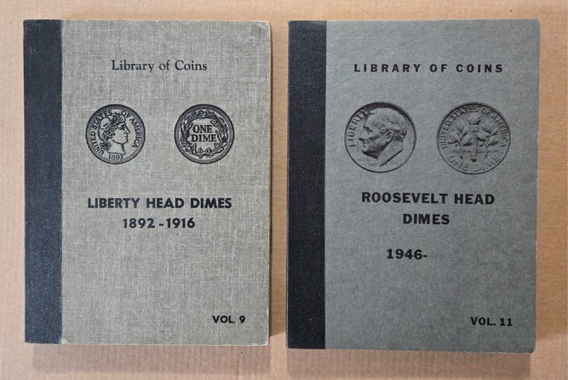Barber & Roosevelt Dime coin album lot of 2 Library of Coins LOC no coins