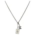 CHANEL Necklace metal Silver CC Auth 205469M