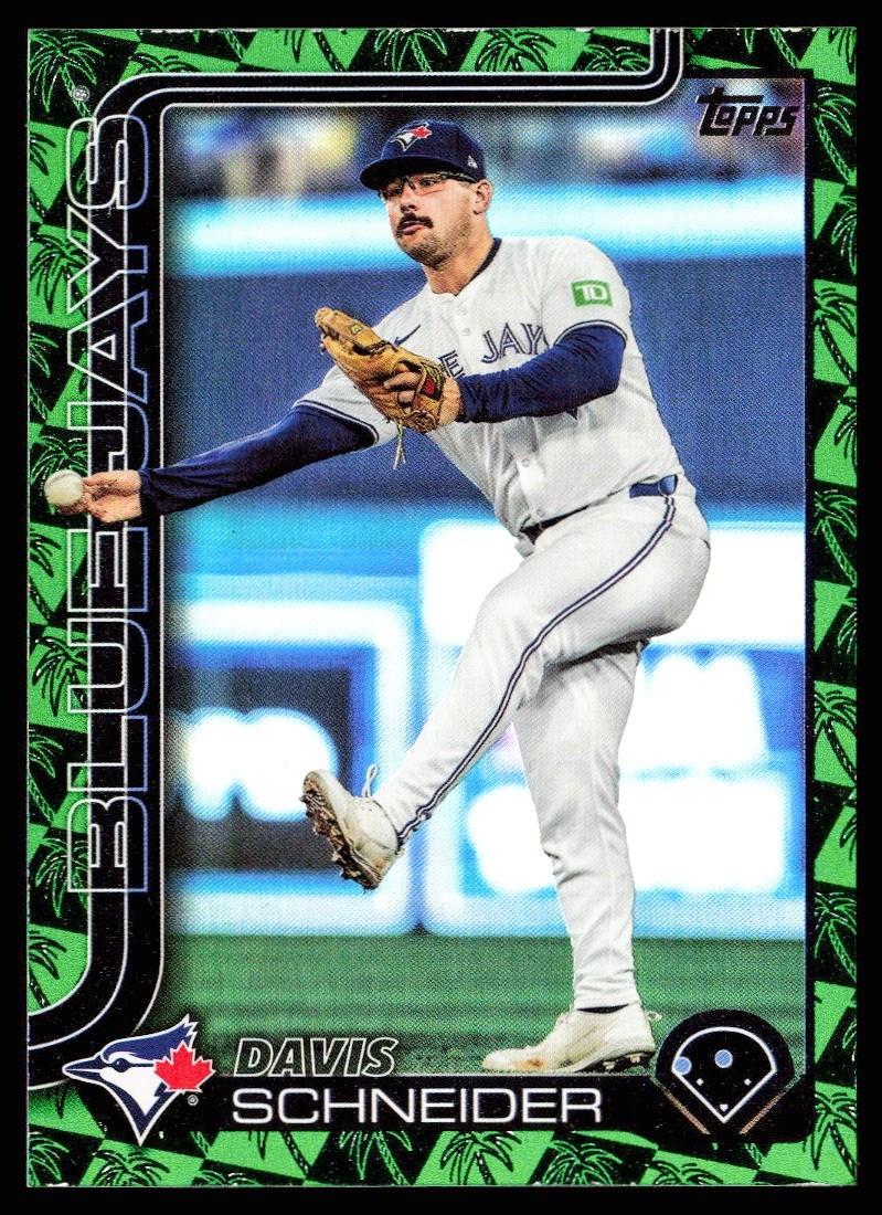2025 Topps #342 Davis Schneider Spring Training Green Foilboard #/99