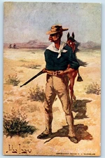 c1910s The Army Post Man Horse Cowboy The Yel Low Leg John Innes Signed Postcard