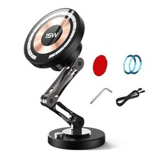 Magnetic Car Phone Holder with 15W Fast Charging and 360 Rotation for iPhone