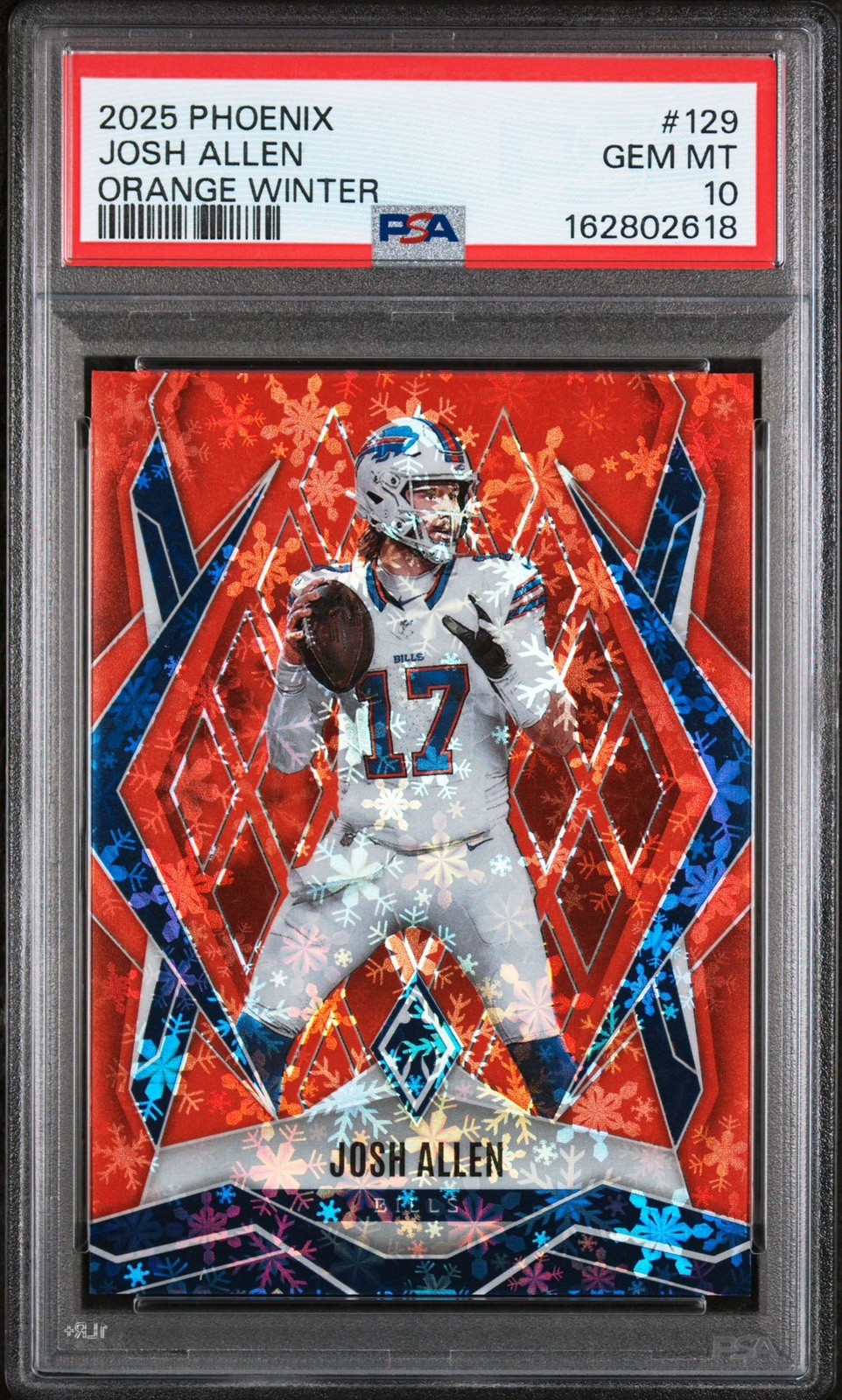 2025 Panini Phoenix Josh Allen Orange Winter #/99 #129 PSA 10