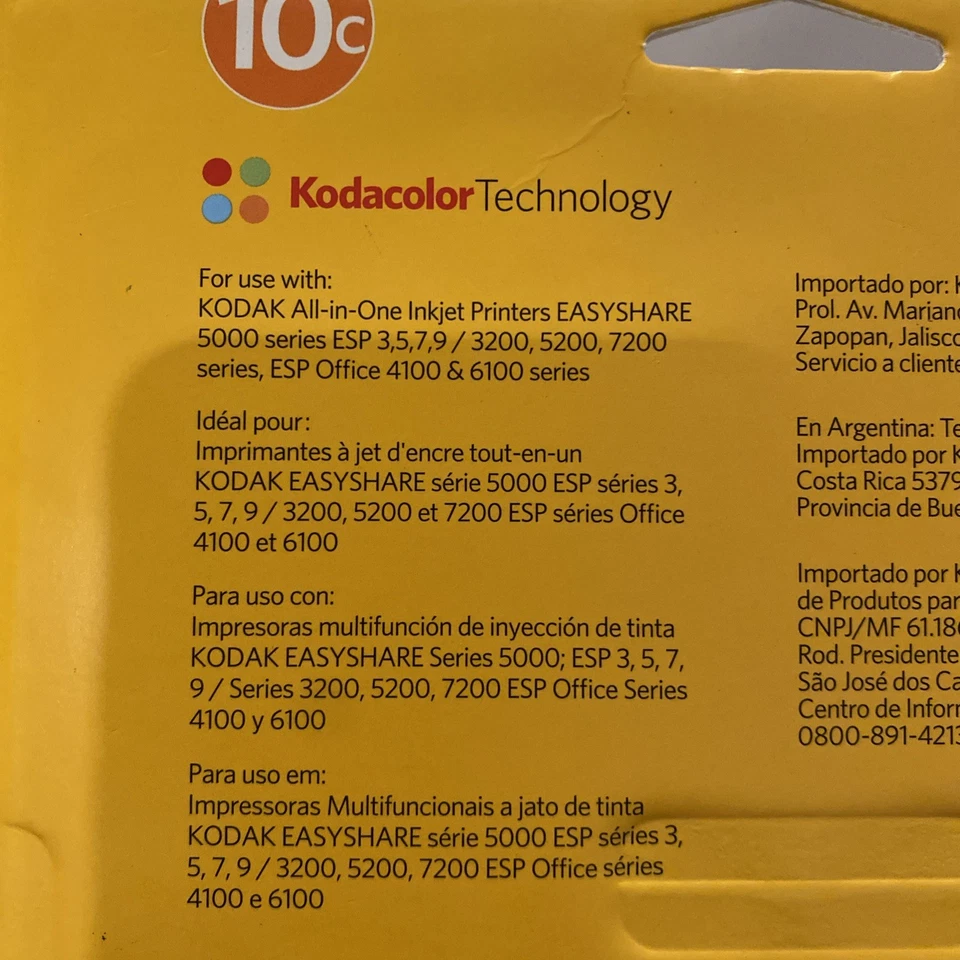 Twin Pack (2) Kodak Color Printer Ink Cartridges 10C 2x420 pages New and Sealed - Image 4 of 4