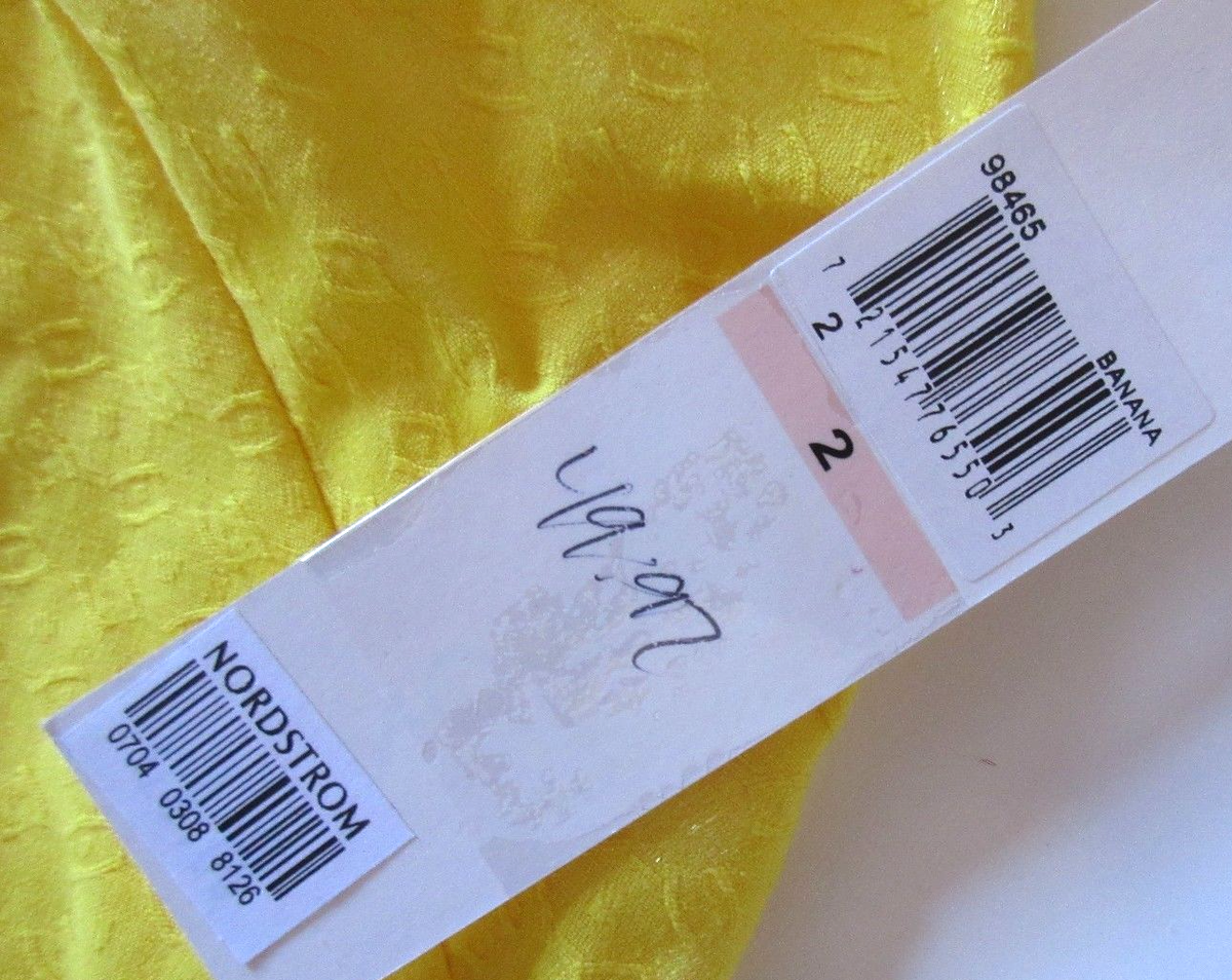 NWT Maggy London Banana Yellow Mod Jacquard Bead Embellished Neck