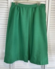 Worthington Vintage Pleated Mid Skirt Size 16 Mid Rise Flared Pockets Green RARE