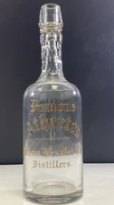 Antique Famous Atherton Julius Kessler Whiskey Etched Saloon Bottle RARE