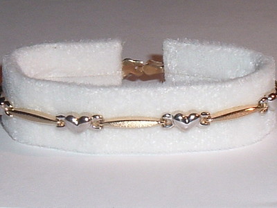 14K GOLD 7'' FANCY HEART BRACELET