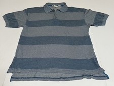Vintage Reebok Golf Men's Large Polo Shirt Blue Cotton Striped