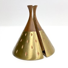 Westwood Mid Century Brass and Walnut Bookends Set Tony Paul 1950s