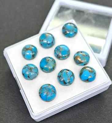 AAA+ Blue Copper Turquoise Cabochon Round Shape Loose Gemstone