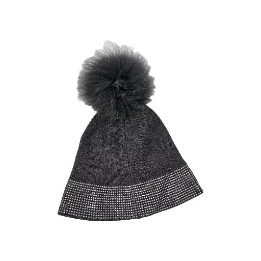 Sombrero para mujer Minnie Rose cachemir puro brillante tachonado piel de zorro pompón gorro Foto 4 de 4