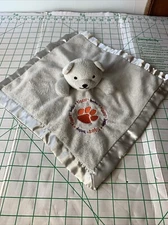 Baby Fanatic Clemson Tiger Lovey Satin Back Trim Plush Security Blanket Football