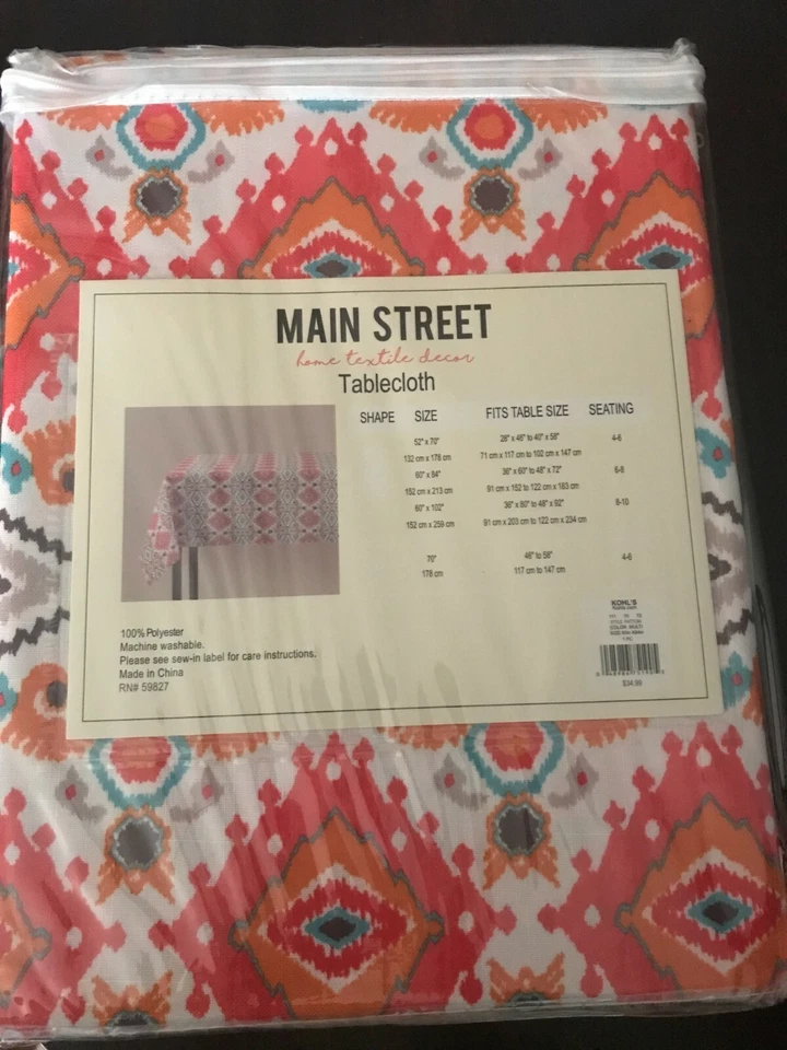 Main Street Cloth tablecloth ~ NWT ~ 60 in x 84 in ~ fun, summer theme - Image 2 of 2