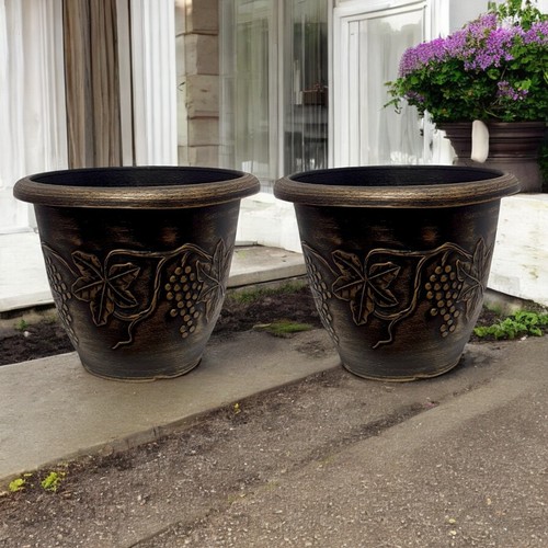 Decorative Outdoor Flower Pot | Antique Look Grapevine Patio Planter 37cm - Picture 41 of 44