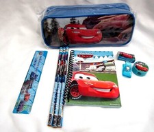 Disney Pixar Cars Blue 8" Pencil Case Pouch and Stationary Set Combo-Brand New 2