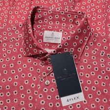 Emanuel Berg NWT Byron Casual Button Down Shirt Size 42 16.5 L in Red Floral