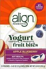 Align Probiotic Yogurt Coated Fruit Bites Apple Blueberry 21 Pouches