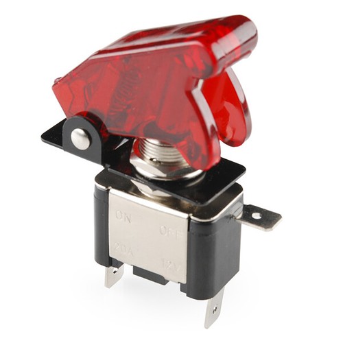 On/Off Toggle Switch RED LED Light w/ Missile Cover Heavy Duty SPST 12V/20A - Picture 5 of 6