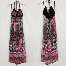 Just For Wraps Black And Pink Halter Maxi Dress