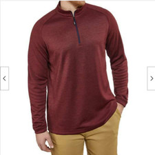 Bolle Men Moisture Wicking Performance 1/4 Zip Pullover SWEATER BURGANDY M NWT