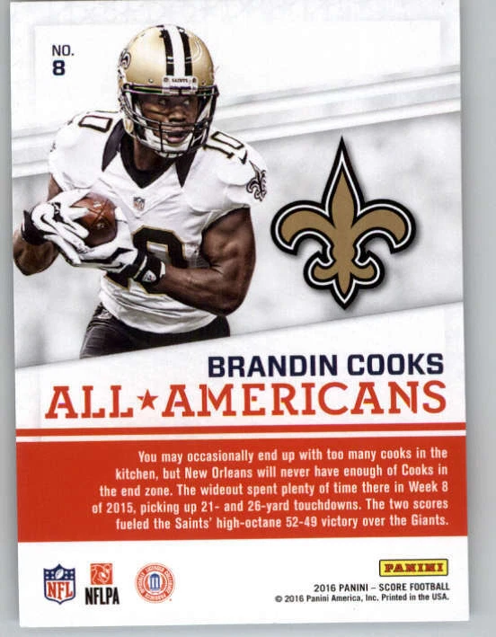 2016 Score All Americans #8 Brandin Cooks (ref 149894) - Image 2 of 2