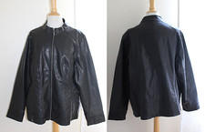 Susan Graver -misura UK 2X IN Finta Pelle Nera Moto Molto Hip Giacca Trapuntata