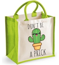 Rude Midi Jute Shopper Canvas Lunch Bag Funny  Jutebag Dont Be A Prick