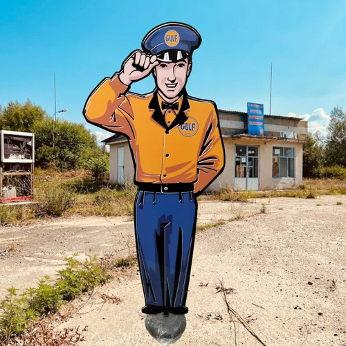 4' Gulf Service Man Sign / Gulf Mens Garage Signs / Petro Vintage Decor