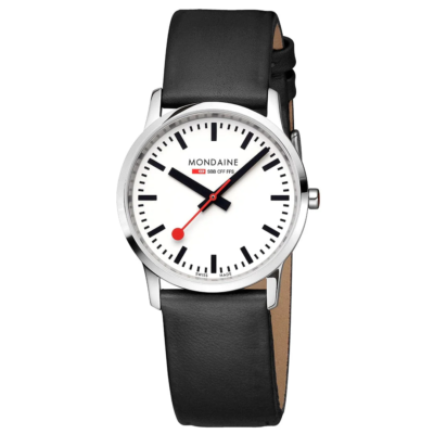 #ad Mondaine Simply Elegant 36mm White Dial Leather Official Swiss Railways Watch $167.99