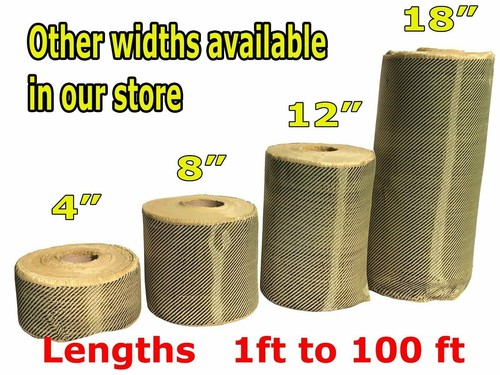 4 in x 50 FT - made with KEVLAR-CARBON FIBER Fabric- Yellow-Twill-3K/200g/m2 - Picture 6 of 6
