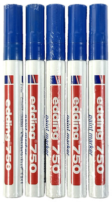5x Edding 750 paint marker BLAU Lack Glanzlack glänzend permanent Lackmarker NEU