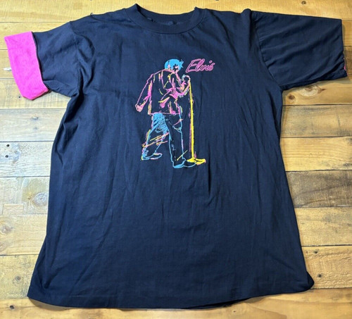 VTG Elvis Presley Sherry's Best Puff Print Graphic XL Shirt, Pink Rollup Sleeves