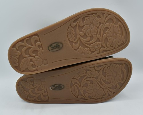 Sofft Womens Size 11 Adalia Olive Buckle Croc Embossed Suede Leather Sandals - Picture 9 of 11