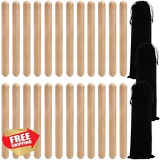 ZEAYEA 24 Pack Rhythm Sticks Wood Claves with Carry Bag 8 Inch